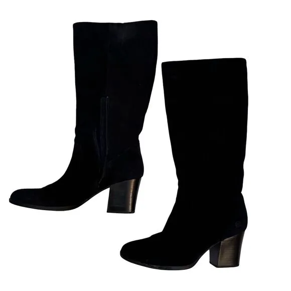 EUC Born Women's Black Suede Knee High Boots Size 9