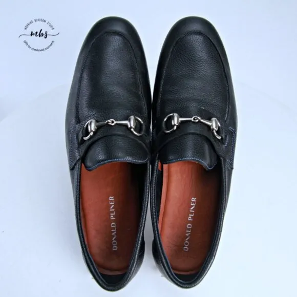 EUC Donald J. Pliner Ted Leather Loafers Black Men 8.5