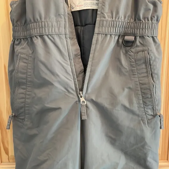 EUC Lands End Squall Waterproof Iron Knee Bib Overalls Snow Pants Gray 8 Husky