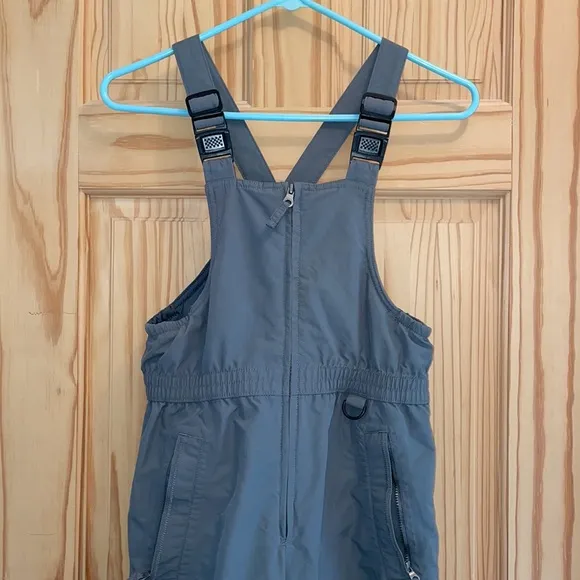 EUC Lands End Squall Waterproof Iron Knee Bib Overalls Snow Pants Gray 8 Husky