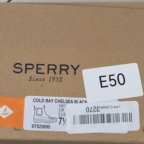 EUC  Sperry Men's 7.5 Cold Bay Chelsea Boot, Black Rubber Rain Boots