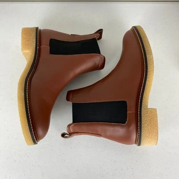 Everlane The Chelsea Boots Brown Platform Booties Leather 6 Gum Soles