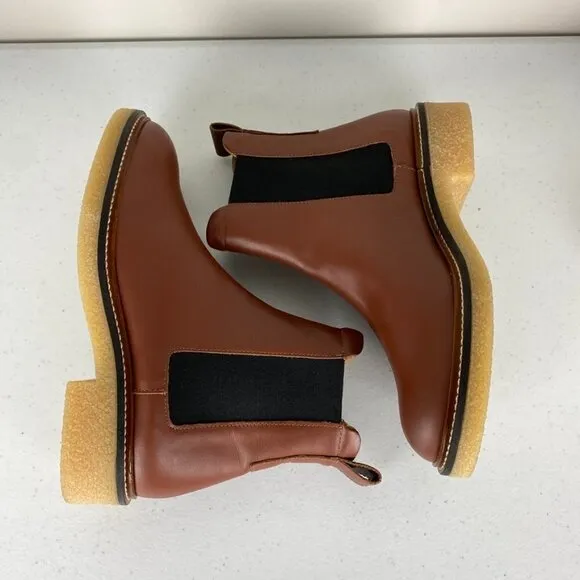 Everlane The Chelsea Boots Brown Platform Booties Leather 6 Gum Soles