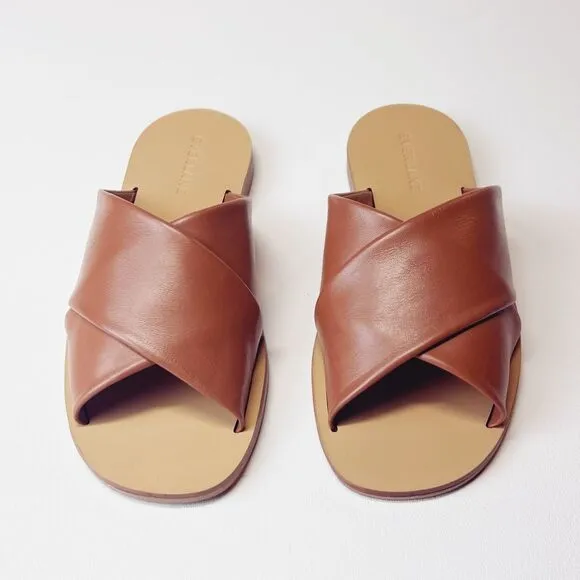 Everlane The Day Crossover Sandal Leather Slides in Sienna Brown Size 6 New