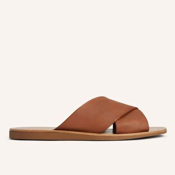 Everlane The Day Crossover Sandal Leather Slides in Sienna Brown Size 6 New
