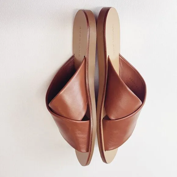 Everlane The Day Crossover Sandal Leather Slides in Sienna Brown Size 6 New