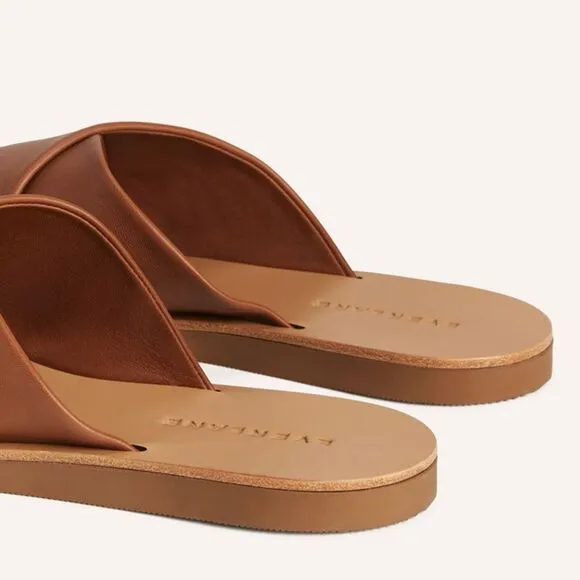 Everlane The Day Crossover Sandal Leather Slides in Sienna Brown Size 6 New