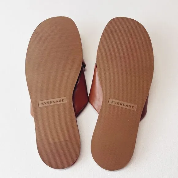 Everlane The Day Crossover Sandal Leather Slides in Sienna Brown Size 6 New