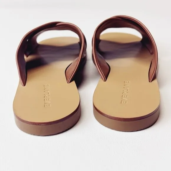 Everlane The Day Crossover Sandal Leather Slides in Sienna Brown Size 6 New
