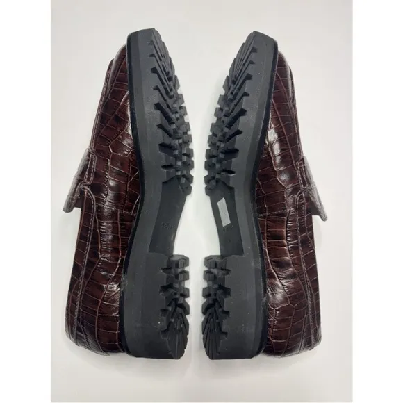 Everlane The Lug Loafer in Brown Crocodile Size 10.5 NWOB