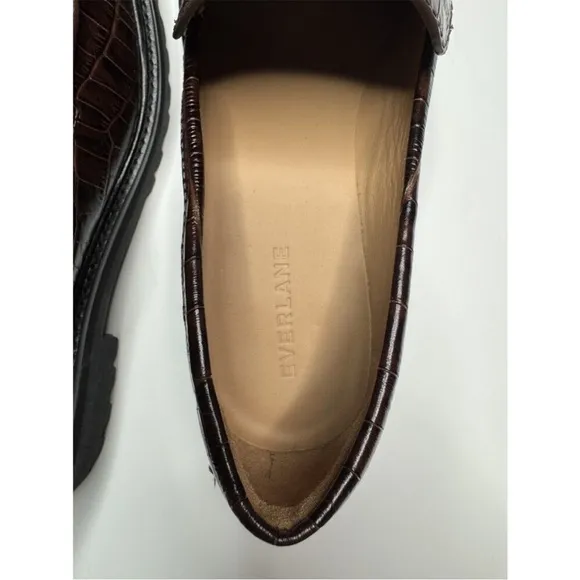 Everlane The Lug Loafer in Brown Crocodile Size 10.5 NWOB