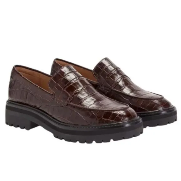 Everlane The Lug Loafer in Brown Crocodile Size 10.5 NWOB