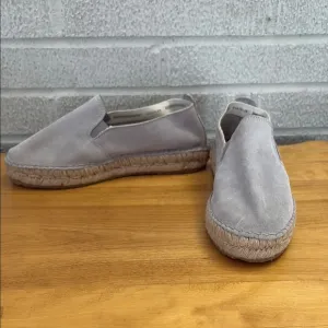 Fabiolas Gray Suede Flatform Espadrilles Women's EU 38 US 7.5 LIKE NEW Slip on