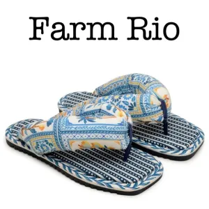 Farm Rio Puffy Vibrant Patterned Sandals Size 9