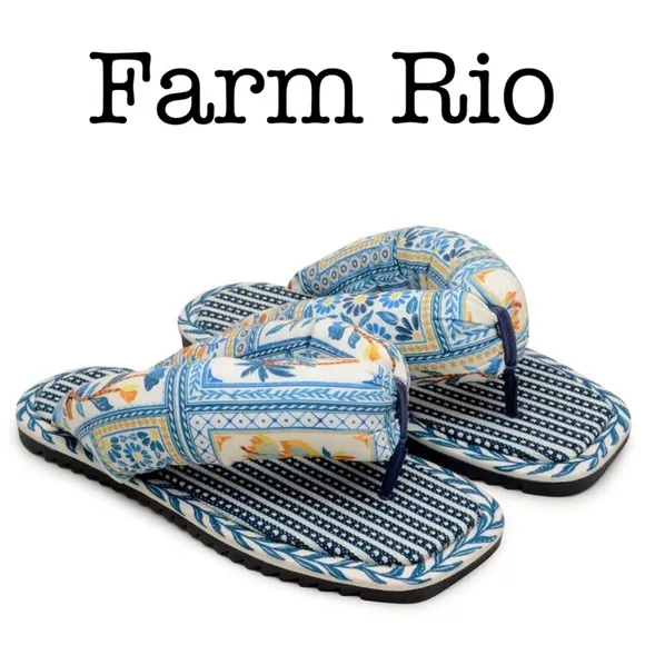 Farm Rio Puffy Vibrant Patterned Sandals Size 9