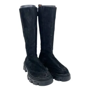 Farm Rio Women's Knee High Lug Sole Boots Black Suede Size 9