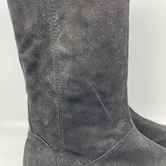 Farm Rio Women's Knee High Lug Sole Boots Black Suede Size 9