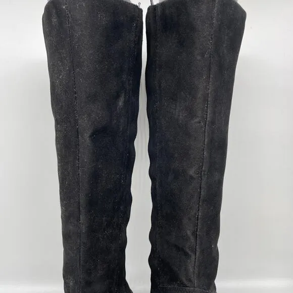 Farm Rio Women's Knee High Lug Sole Boots Black Suede Size 9