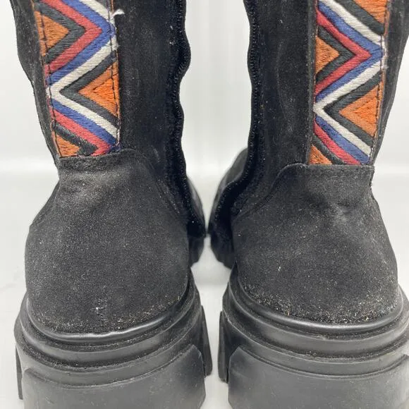 Farm Rio Women's Knee High Lug Sole Boots Black Suede Size 9
