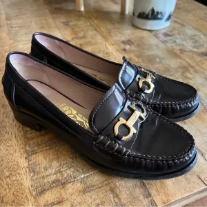 Ferragamo Casper Bordeaux Brown Leather Loafers Size 6 1B