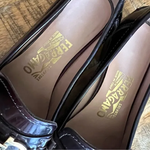 Ferragamo Casper Bordeaux Brown Leather Loafers Size 6 1B