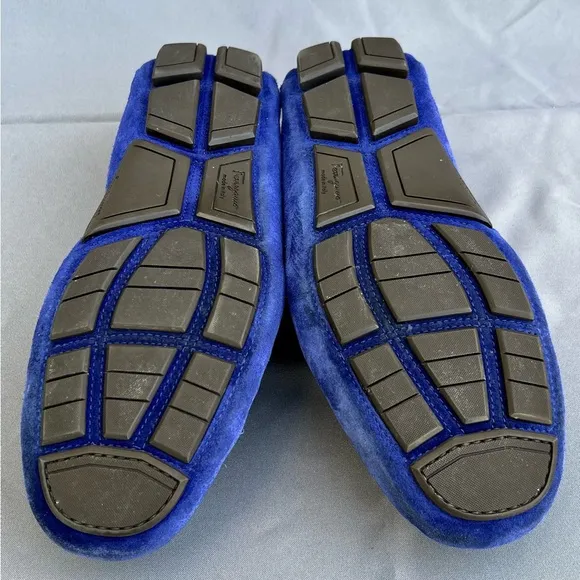 FERRAGAMO Parigi Ecoevolo Suede Bit Loafers Blue Men's Size 11 US