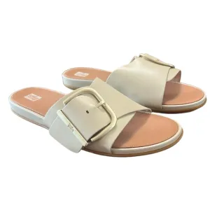 FitFlop Gracie Maxi Buckle Black Leather Comfort Slide Sandals NEW Size 8