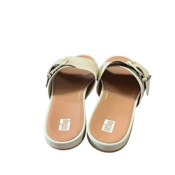 FitFlop Gracie Maxi Buckle Black Leather Comfort Slide Sandals NEW Size 8
