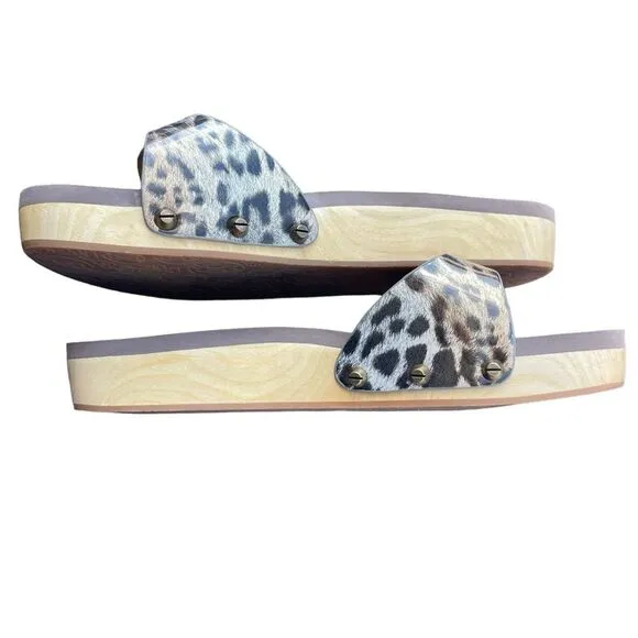 FLOGG Nikita Leopard Print Studded Sandals Size 8.5
