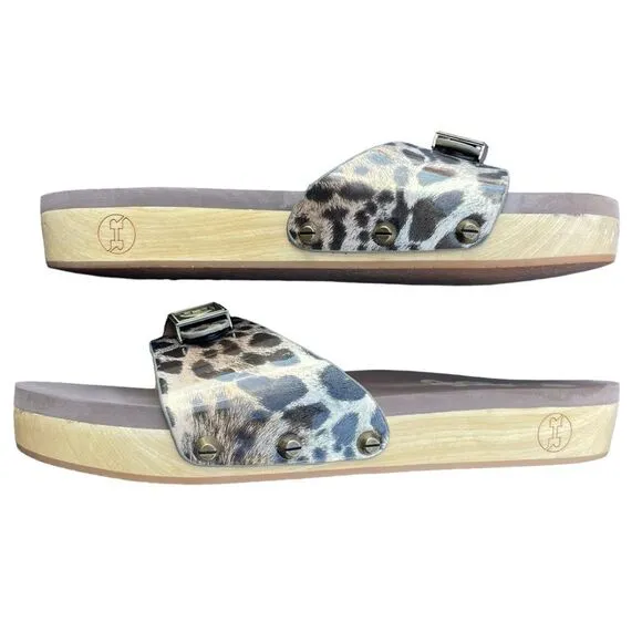 FLOGG Nikita Leopard Print Studded Sandals Size 8.5