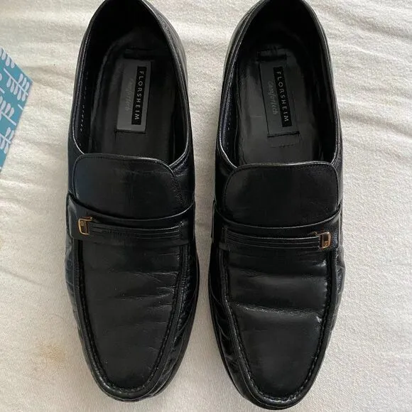Florsheim Comfortech Leather Loafers Black Men's Size 12