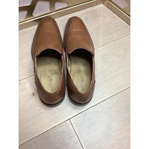 FLORSHEIM LEATHER BROWN MEN SLIP ON LOAFERS MEMORY FOAM FOOTBED 13 D Gore