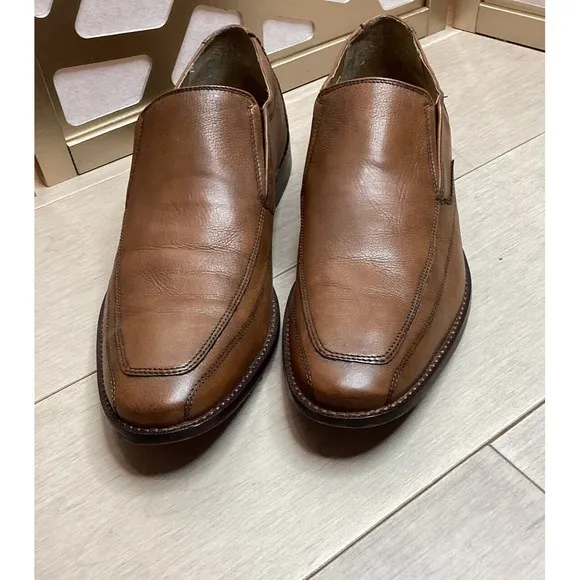 FLORSHEIM LEATHER BROWN MEN SLIP ON LOAFERS MEMORY FOAM FOOTBED 13 D Gore