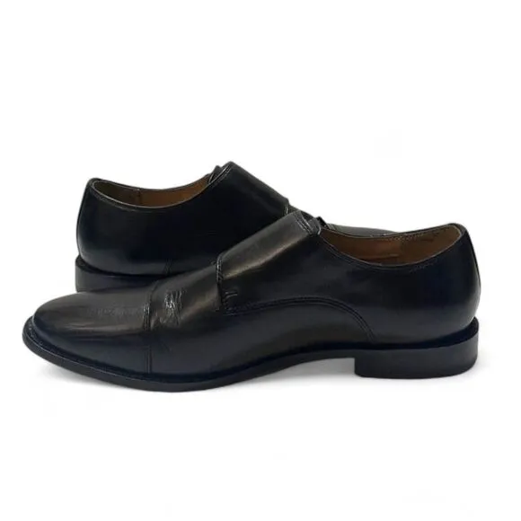 FLORSHEIM Montinaro Monk Strap Black Leather Loafers, Size 10.5