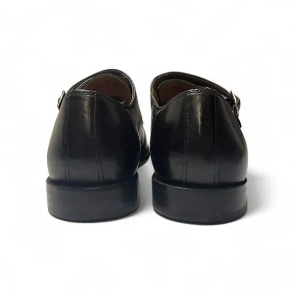 FLORSHEIM Montinaro Monk Strap Black Leather Loafers, Size 10.5