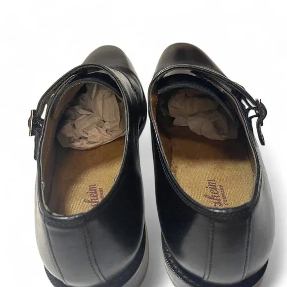 FLORSHEIM Montinaro Monk Strap Black Leather Loafers, Size 10.5