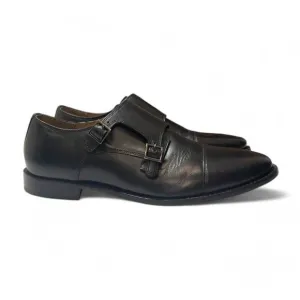 FLORSHEIM Montinaro Monk Strap Black Leather Loafers, Size 10.5
