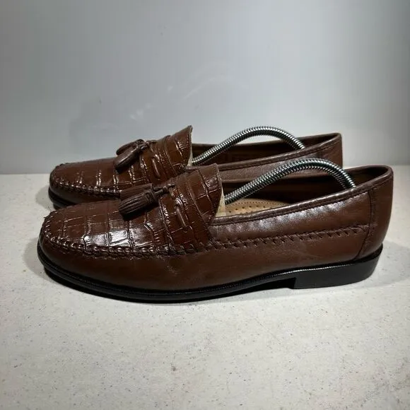 FLORSHEIM Pisa Tassel Loafers 18469 Size 10D Brown Leather Crocodile new