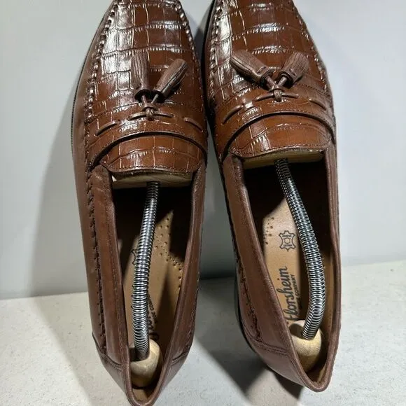 FLORSHEIM Pisa Tassel Loafers 18469 Size 10D Brown Leather Crocodile new