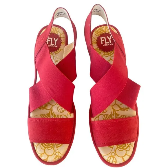 Fly London Yaji Womens Wedge Heel Sandals Women's 41 Worn Once~
