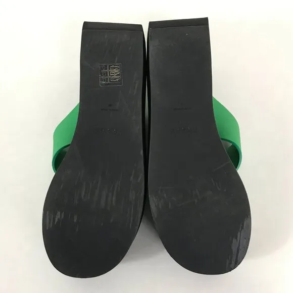 FRAME Le Ocean Platform Leather Sandals Women's Size US 8 / EU 39 Green Wedge