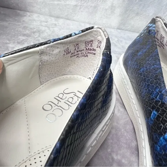 Franco SARTO Alosa Tassel Navy Black Snake Print Slip-On Sneaker Size 7.5M