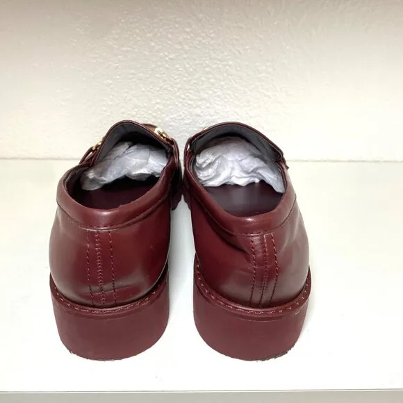 Franco Sarto Cason Faux Leather Chunky Platform Loafers Burgundy
