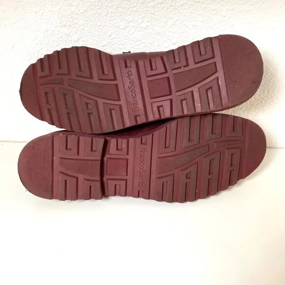 Franco Sarto Cason Faux Leather Chunky Platform Loafers Burgundy