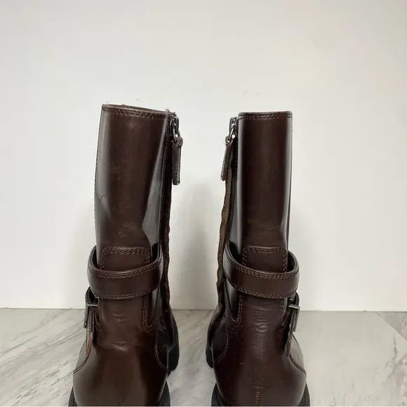 Franco Sarto Emerson Brown Leather Lug Sole Boot 8 1/2 M