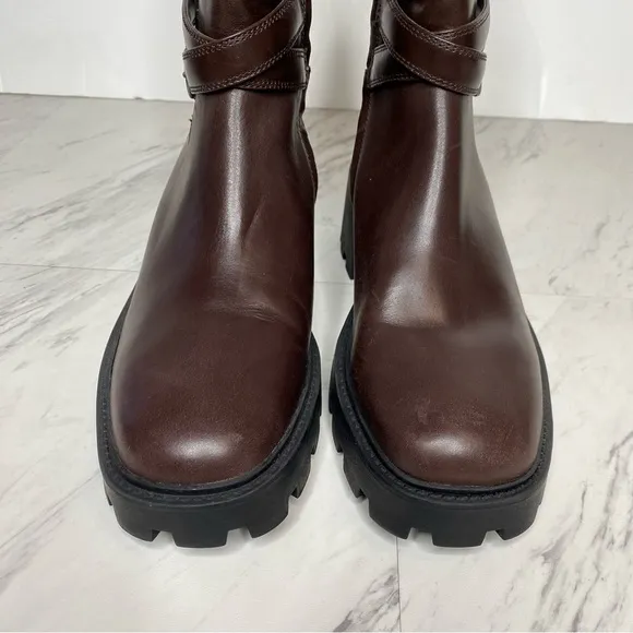 Franco Sarto Emerson Brown Leather Lug Sole Boot 8 1/2 M
