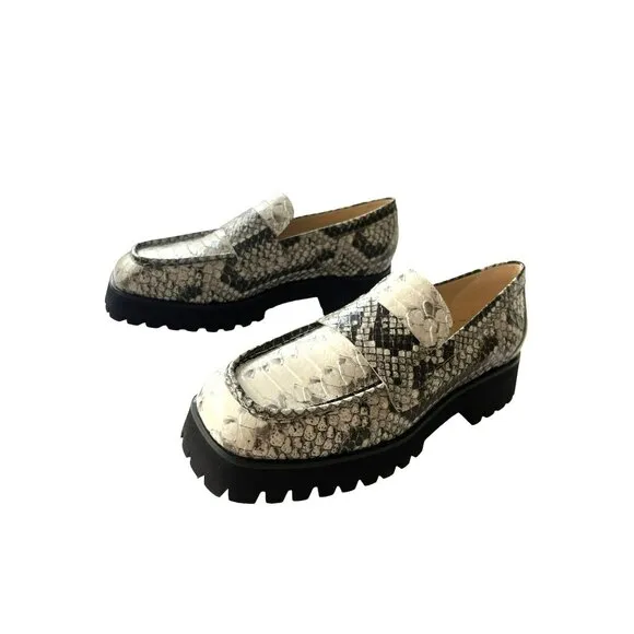 Freda Salvador $395 Hana Snake Skin Chunky Penny Loafer Slip On Sz 8.5 NEW