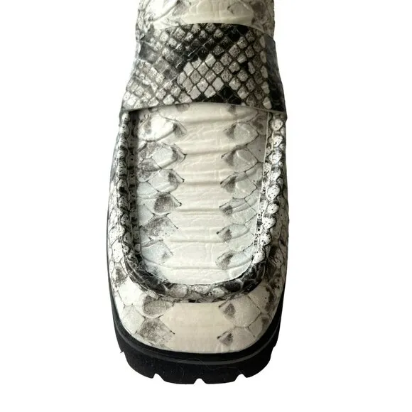 Freda Salvador $395 Hana Snake Skin Chunky Penny Loafer Slip On Sz 8.5 NEW