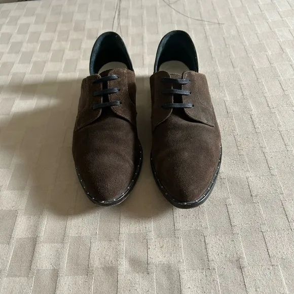 Freda Salvador Wit D’Orsay Suede Oxford Lace Up Loafers