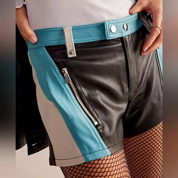 Free People $98 We The Free Photo Finish Vegan Moto Shorts NEW
